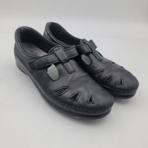 SAS Tripad Comfort Black Leather T-Strap Walking Shoes Womens 8-8.5 Narrow